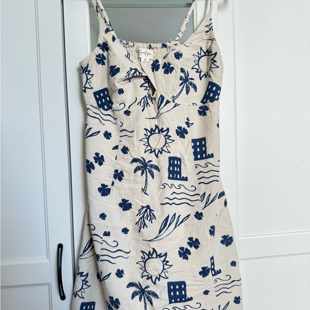 Jessica Simpson Floral Palm vacation Print Dress size M
